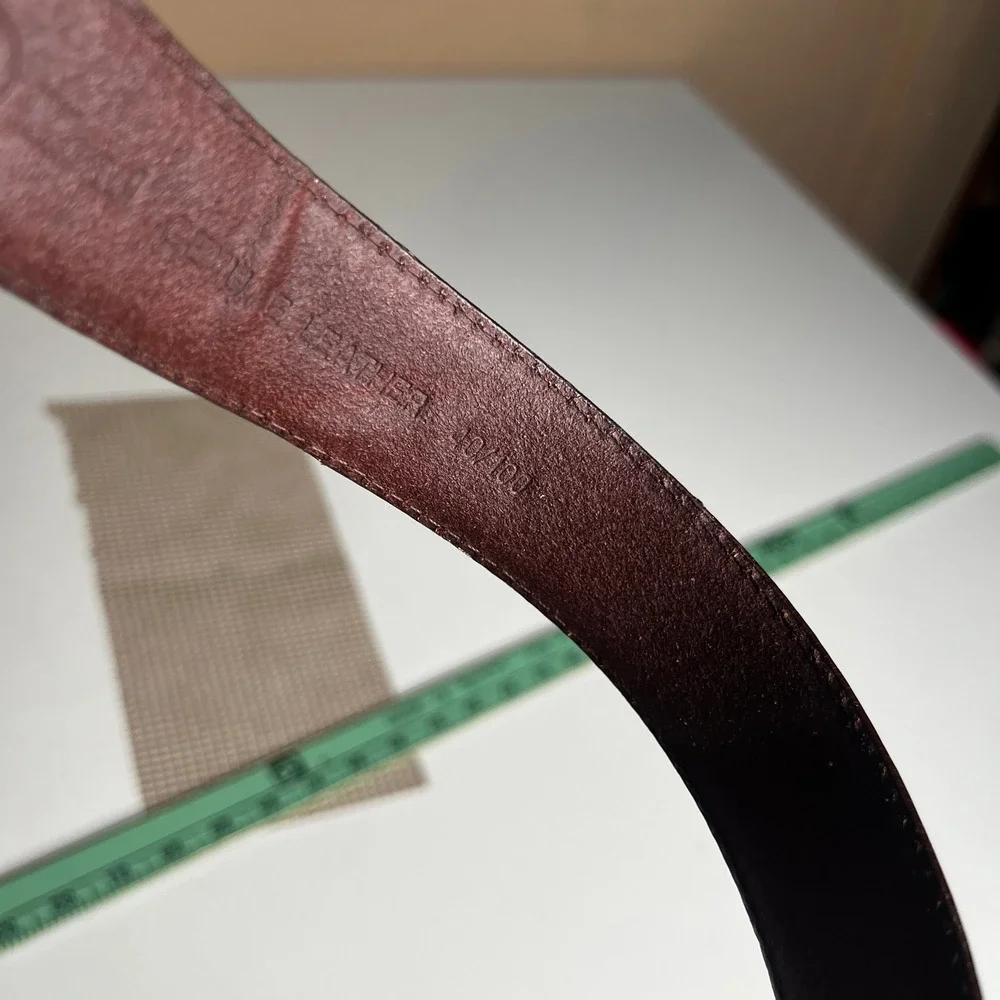 Duck Head Mens Burgundy Leather Belt 40/100 Brass Buckle Logo 01-1812